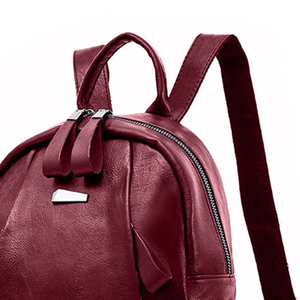 Women Solid PU Leather Backpacks Mochila Escolar Teenagers Zipper School Bags Girls Teenage Travel Casual Shoulder Bag Rucksack