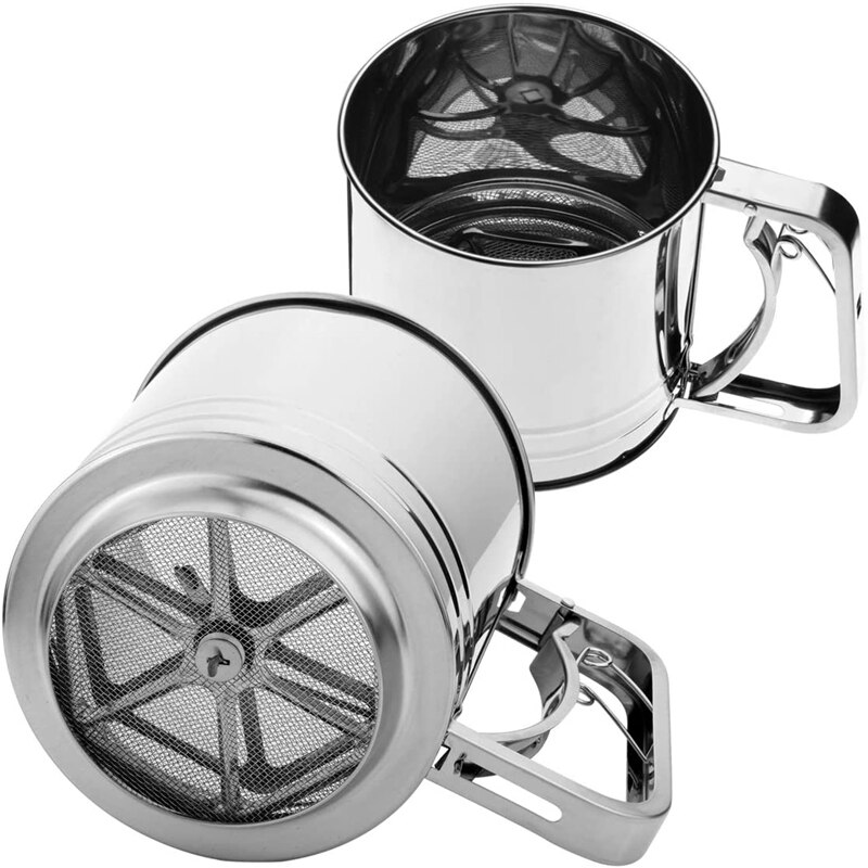 Håndklemme fint mesh mel sigter-rustfrit stål -3 stykker-pulveriserede sukker sigter diy bageværktøj