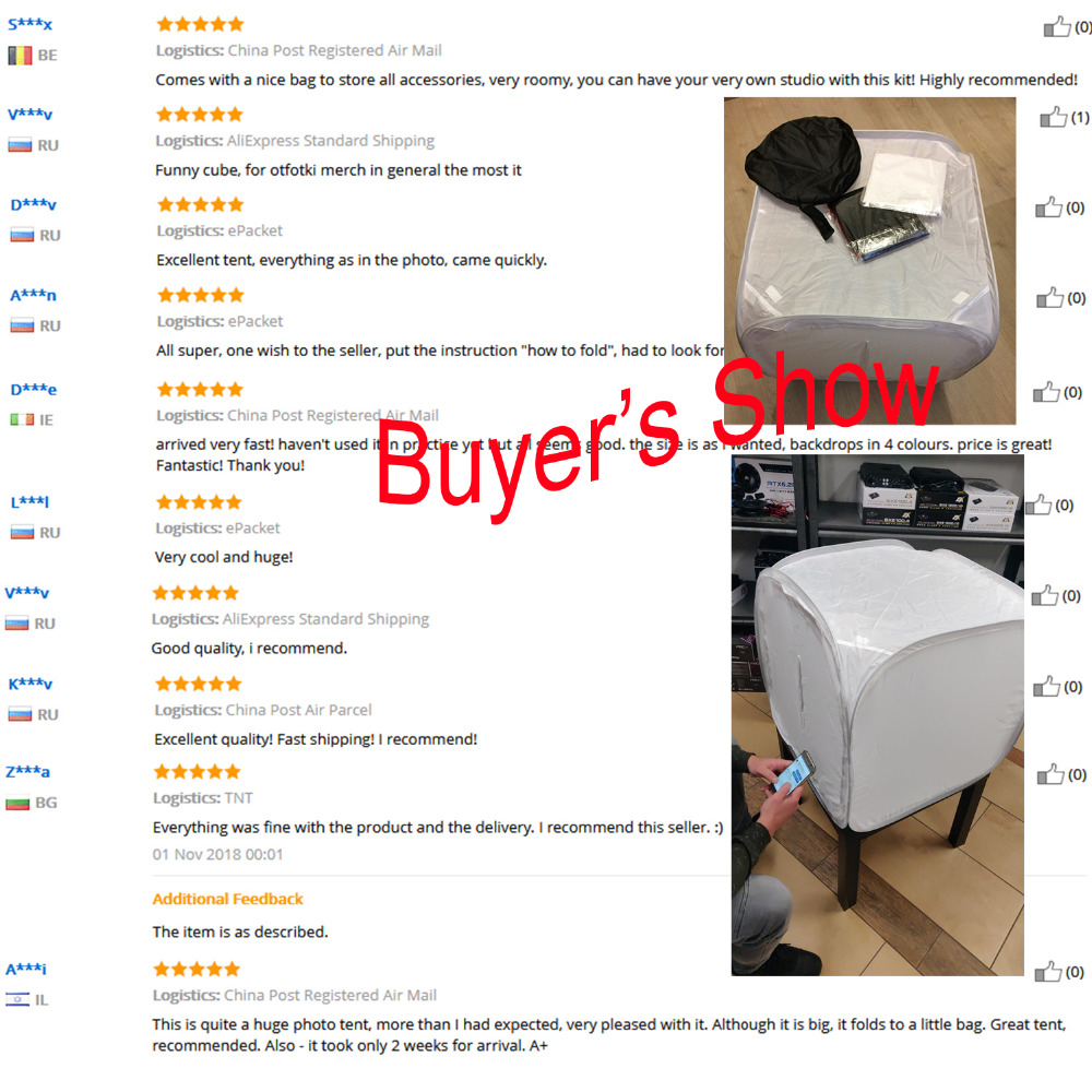 Gosear 60 x 60cm Foldable Photo Studio Softbox Shooting Tent Light Flash Diffuser Soft Box with 4 Colors Photography Backdrops