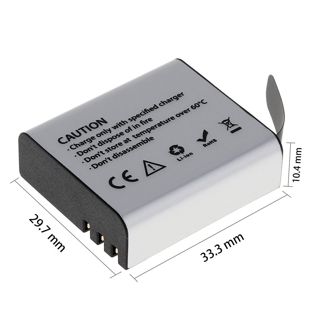 1350mAh Batterie mit Ladegerät für AKASO EK7000 Mutig 4 V50x EKEN H9 h9r H5sPlus h6s SJ4000 Sj5000 SJ7000 SooCoo c30 C50 f68