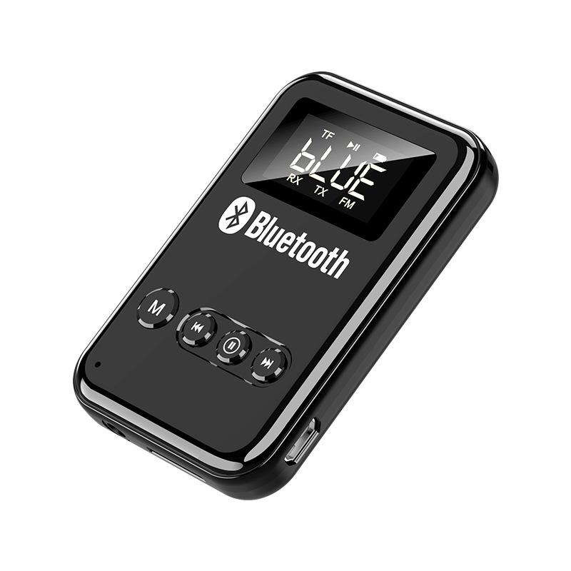 Bluetooth-kompatibel 5.0 modtager sender stereo musik bil fm sender hovedtelefoner højttalere adapter understøtter tf kort: Default Title