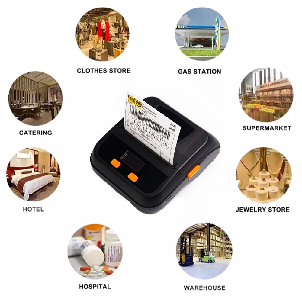 Mini-imprimante thermique Portable 2 en 1, 3 pouces, commande TSPL et ESC/POS, pour téléphone et ordinateur, Compatible Bluetooth