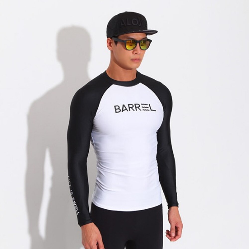 Men's t-shirt Long Sleeve Rashguard Quick-dry UPF 50+ Swim Shirt Combi and Bodysuits Wetsuit Dive suite 5mm Women's t-shirt: White / L