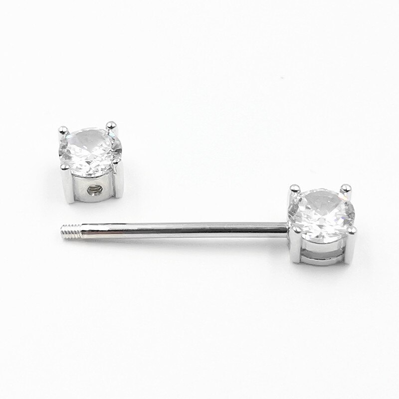 Anel de mamilo de prata esterlina 925, anel de mamilo com frente dupla, 18g * 14/16mm, joia piercing de corpo, 1 peça