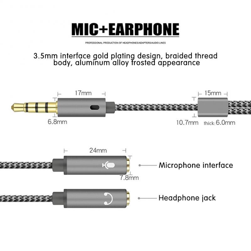 Cavo AUX da 3.5 Mm cavo Splitter Audio per Jack per Computer 1 microfono maschio a 2 femmina Splitter per cuffie Splitter per cuffie adattarsi