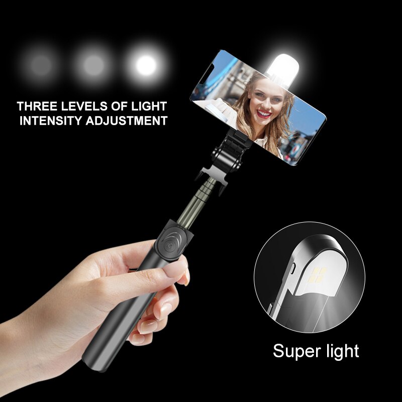 5 In 1 Selfie Stick Handheld Monopod Sluiter Opvouwbare Statief Met Licht Invullen Bluetooth-Compatibel Statief Voor Telefoon Ios android