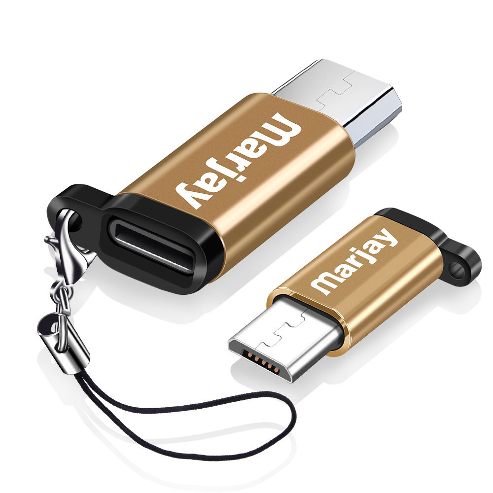 Micro USB Adapter Kabel Micro USB male naar Type-C vrouwelijke Converter USB OTG Data Adapter voor Huawei Mate20 X Pro P20 Samsung S9 S8: gold