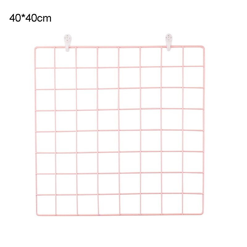 Grille murale en fer pour Photo, panneau en fil métallique, panneau en maille, cadre d'affichage de Photo, décoration murale de maison, étagère en métal pour cartes postales, support de bricolage: 40x40-pink