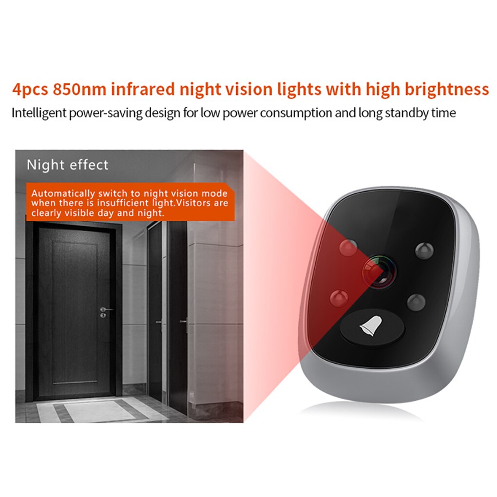 3.5 "lcd-farveskærm elektronisk dørklokkefremviser dør kighul kamera foto / videooptagelse digitalt dørkamera