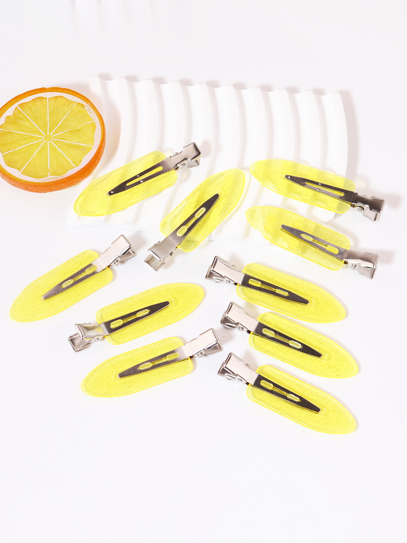 10 Uds. Pinzas para el cabello laterales antideslizantes sin costuras, peinados de maquillaje, pinzas para el cabello, accesorios para el cabello de , especiales para pelucas de cabello real: YELLOW
