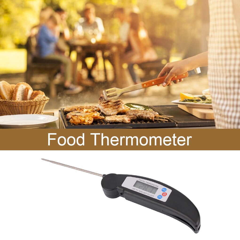 Opvouwbare Voedsel Vlees Thermometer Abs Rvs Digitale Probe Koken Temperatuur Meetinstrument