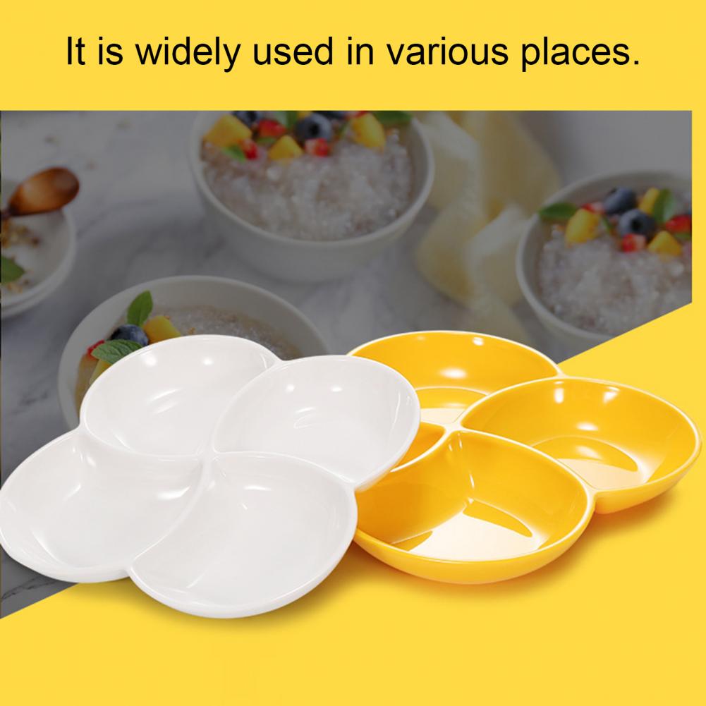 Solid Color Chic BPA Free Divided Plate 4-Compartment Divided Serving Tray Chip-resistant for Kitchen