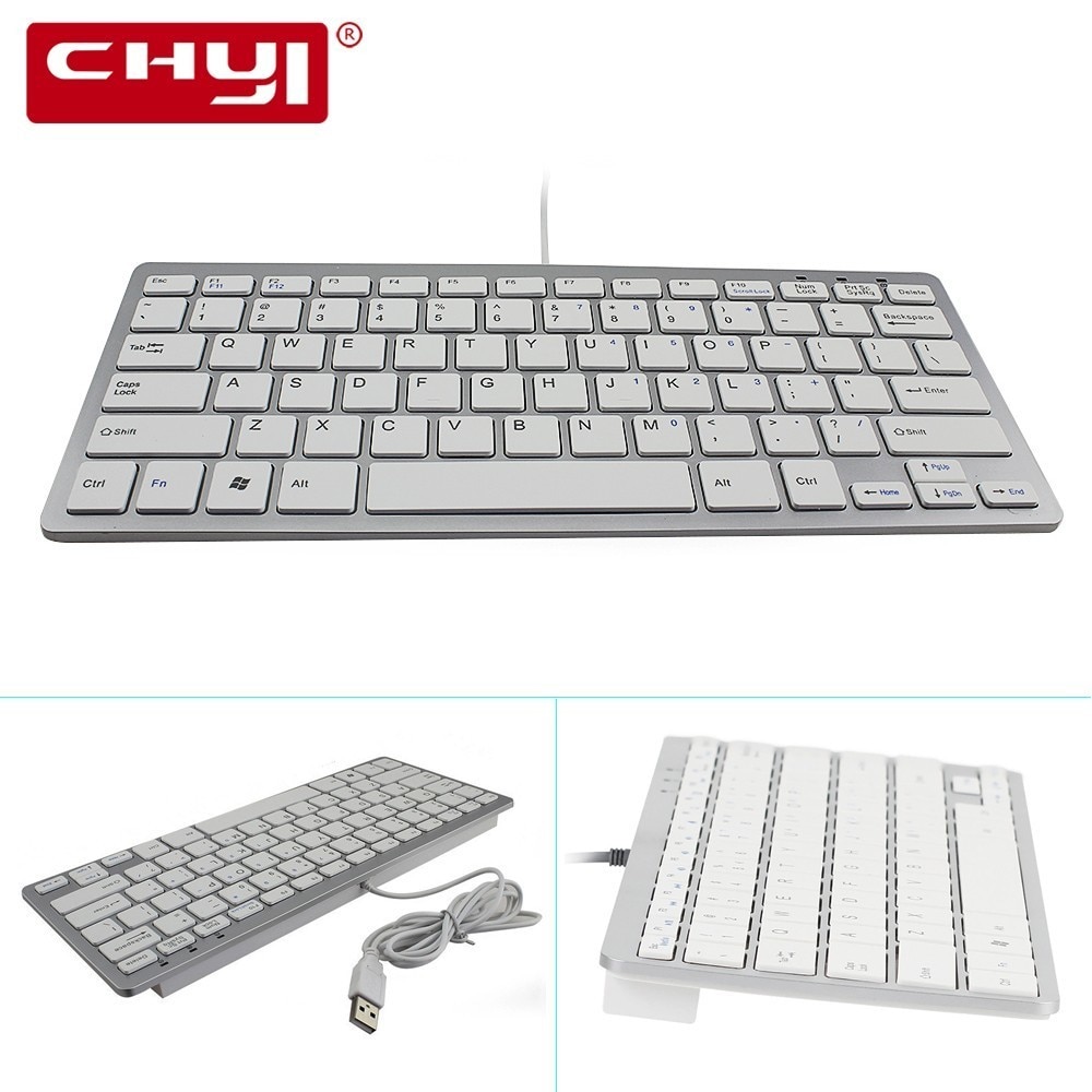 Chyi Ultra Slanke 78 Toetsen Schaar USB2.0 Bedraad Toetsenbord 78-Key Ultra-Dunne Toetsenbord Usb Kabel Mini Stille toetsenbord Voor Laptop Desktop