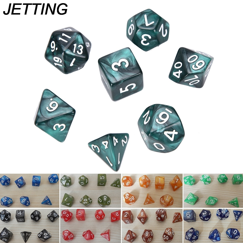 7 x terningsspill sett  d10 flersidige perler terninger dør til rpg