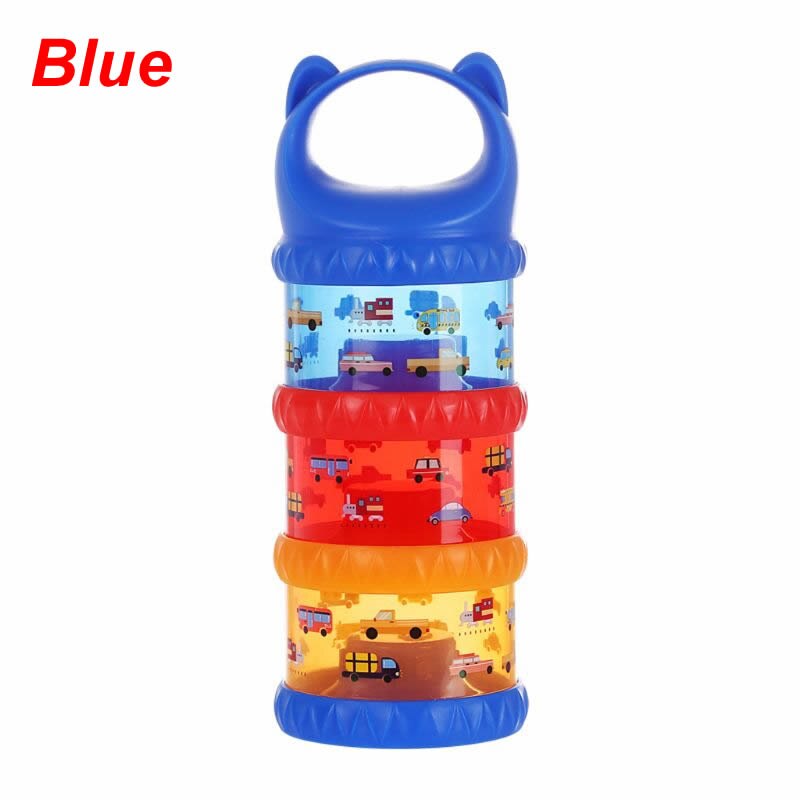 3 Layer Portable Cute Baby Food Storage Box Essential Cereal Cartoon Milk Powder Boxes Toddle Kids Formula Milk Container: Blue