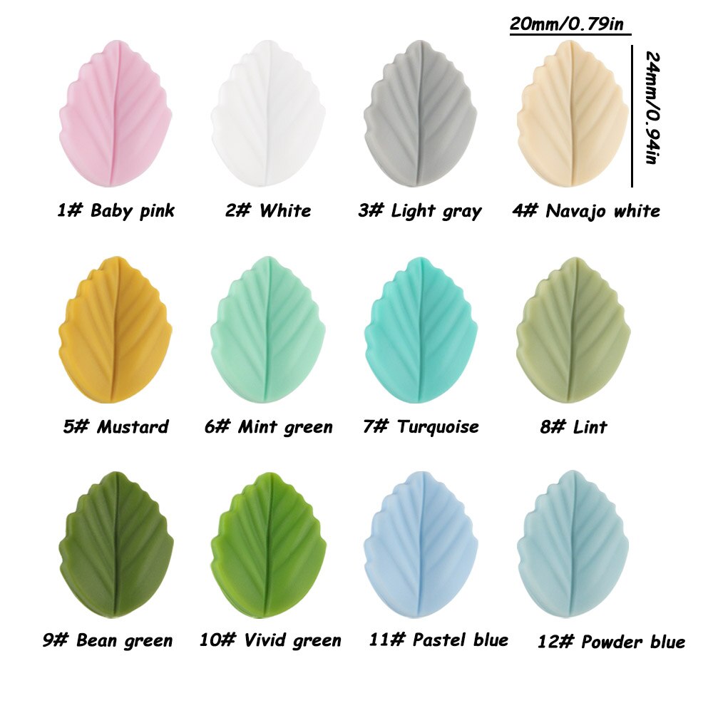 Sunrony 10 Stück Mini Blatt Blume Silikon Perlen für Schmuckherstellung Lebensmittelqualität DIY Schnullerkette Halskette Zubehör Babyspielzeug