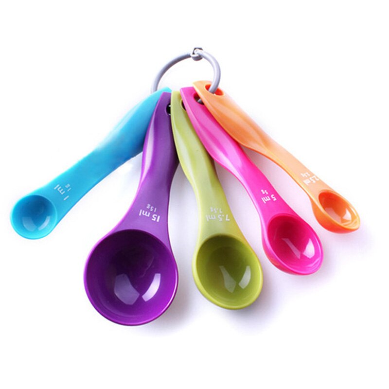 5pcs/set Measuring Spoons Colorful Plastic (1 / 2.5 / 5 / 7.5/ 15ml) Measure Spoon Super Useful Sugar Cake Baking Spoon
