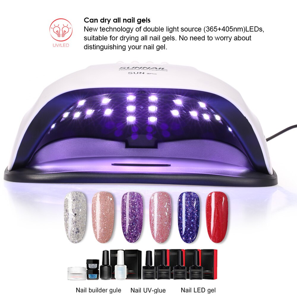 SUNNAIL 80W UV LED Nail Lamp Sunlight Nail Gel Dryer Machine Fingernails Toenails Curing Equipment Nail Art Tool