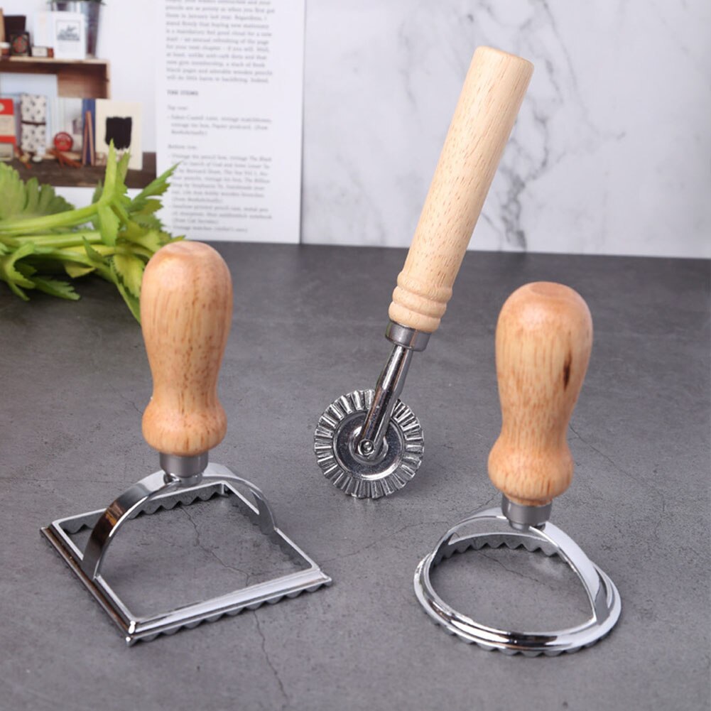 Cookie Cutter Ravioli Pasta Tool Stainless Steel Dumpling Embossing Device Dough Cutter Cookie Mold Pizza Cutting Wheel Tool