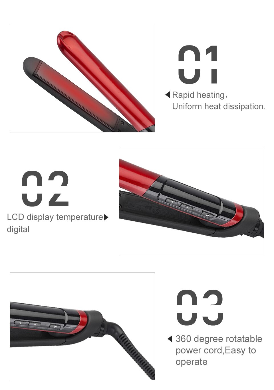 LCD Display 2-in-1 ceramic coating Hair straightener Flat Iron Straightening Irons Styling Tools With Fast Warm-up Thermal
