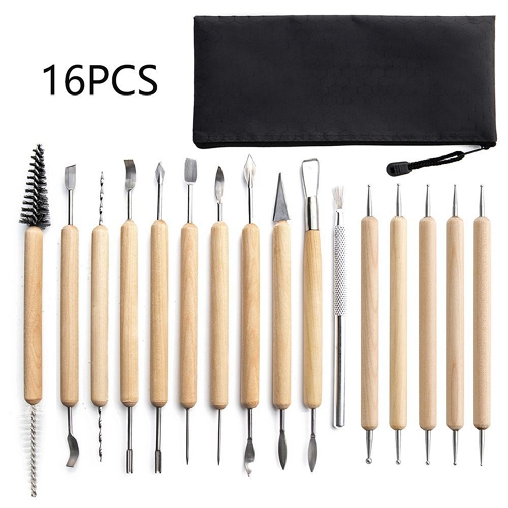 D&amp;D Pottery Clay Sculpting Tools Pottery Carving Tool Kit with Carrying Case Bag for Beginners Professionals Pottery Modeling: 16pcs set