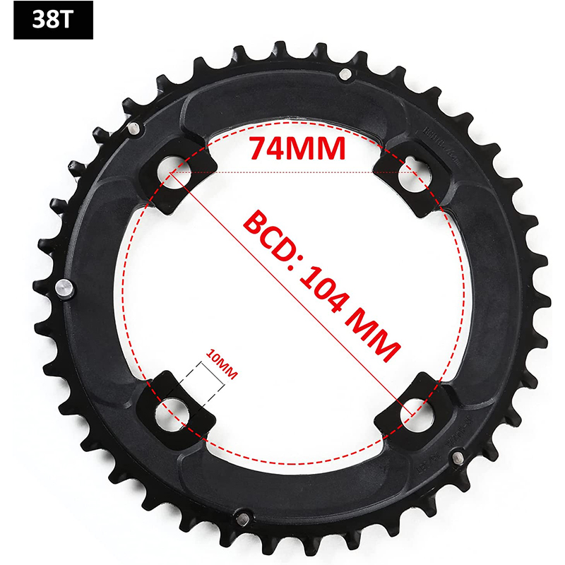 BUCKLOS 104/64 BCD plato de bicicleta 22T 24T 26T 32T 38T 42T 44T MTB plato 9S 10S rueda de cadena de bicicleta de montaña piezas de bicicleta: naranja