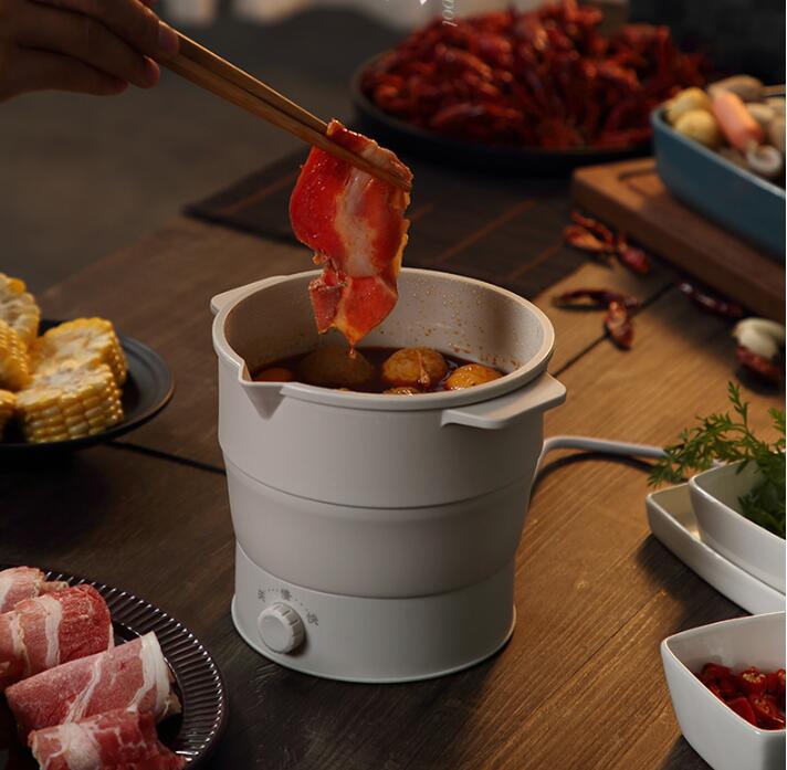 Olla eléctrica plegable de 220V y 1L, Mini olla portátil de grado alimenticio, máquina de Cocina eléctrica para viaje