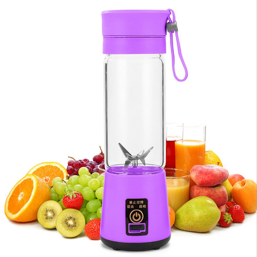 Portable Electric Juicer Rechargeable Smoothie Blender USB Mini Fruit Mixers Juicers Fruit Extractors Food Milkshake Multifuncti: purple
