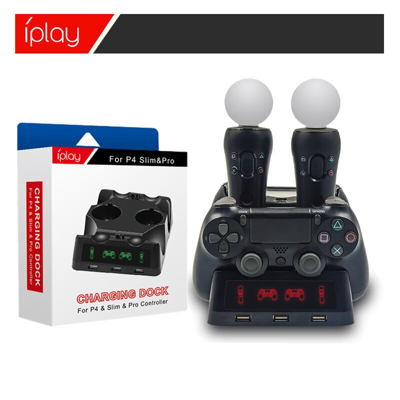 PS4 Handle Four Charging PS4 Move Handle Multi Function Charging Seat Charging With Display Lamp Four In One Charging Seat