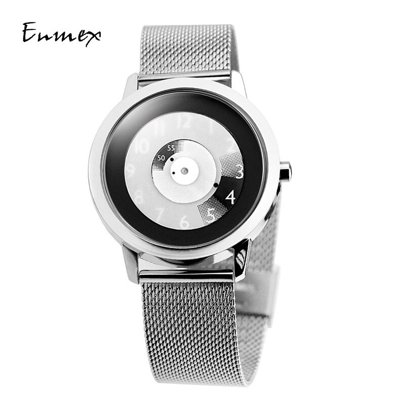Enmex hit colour band wristwatch focal point special Hidden numbers men casual quartz watch: d1