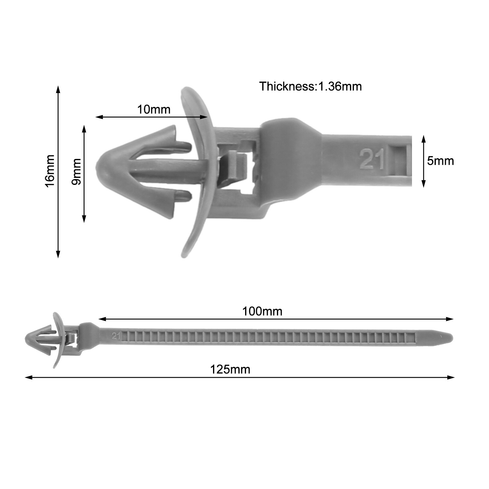 30Pcs Car Fixed Push Mount Wires Tie Cable Fastening Bundled Wire Band Cable Wire Tie Wrap Zip Ties Self Locking Nylon Cable Tie: 5x125mm