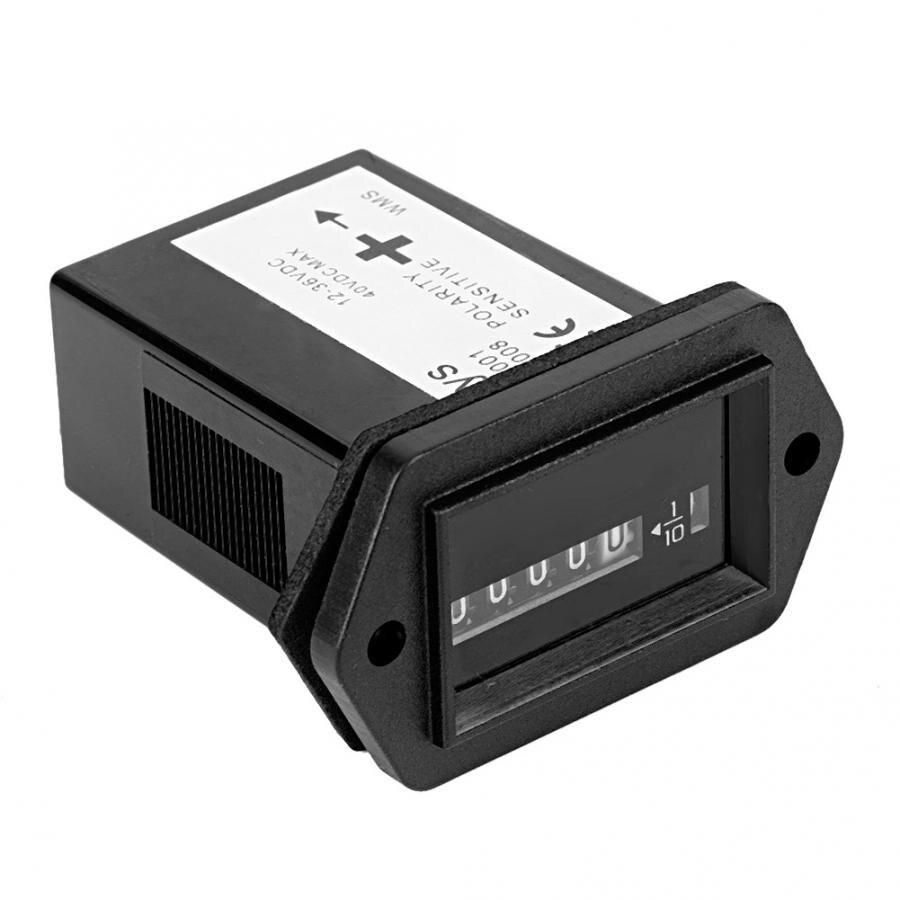 100% Brand Black Plastic DC12-36V Engine Hour Meter Timer Gauge For Truck Boat Car Tractor