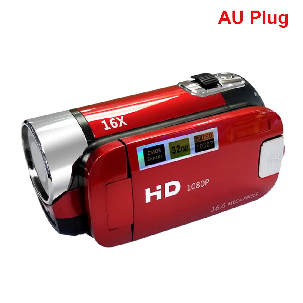 Digital Camera 16X Focus Zoom Video Recorder 2.7inch TFT Screen Display Battery Powered Support SD Card for Video Studio: Red AU plug