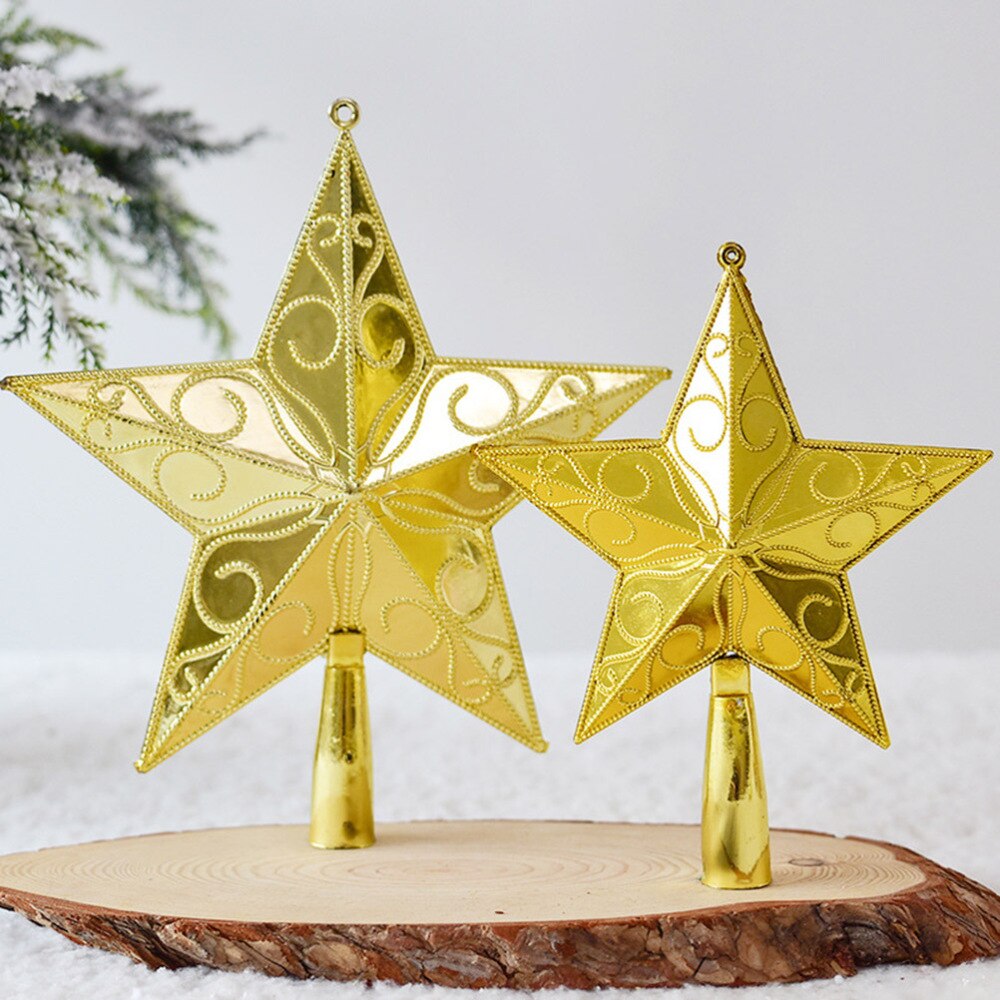 20cm Star Tree Topper Golden Star Christmas Tree Topper 5 Point Star Festival Treetop Decor for Home Party (Gold