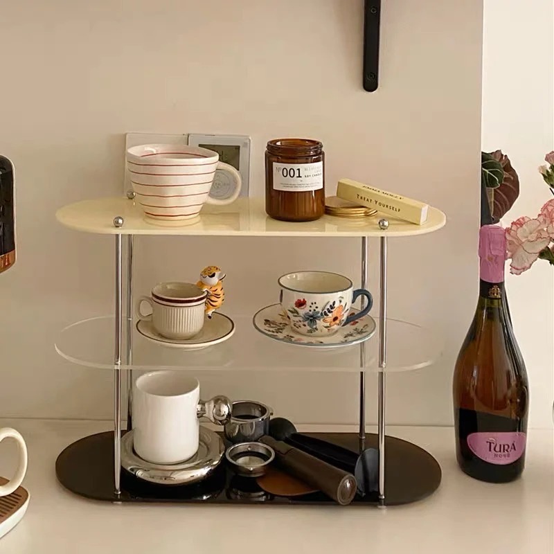 Rack de armazenamento de mesa acrílico de 3 camadas, suporte de exibição de copos de perfume e água, armazenamento de cosméticos, organizador de moldura de exibição de joias