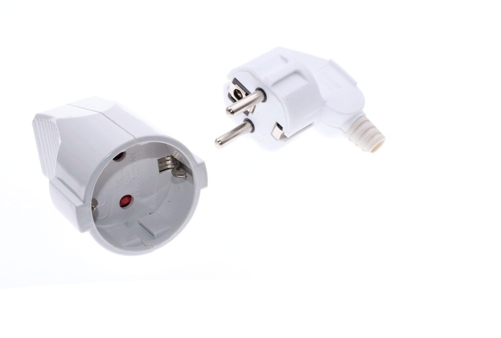 1pair 250v 16a Male Female Assembly Receptacle connector french Russia Korea German EU Schuko power cord wired cable plug Socket: 1Pair -White