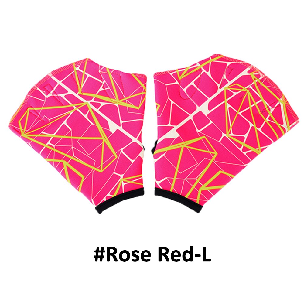 1 Pair Swimming Hand Finger Fin Learning Swimming Pool Accessory Finger Wear Flippers Training Diving Gloves Swim Pool Paddles: Rose Red L