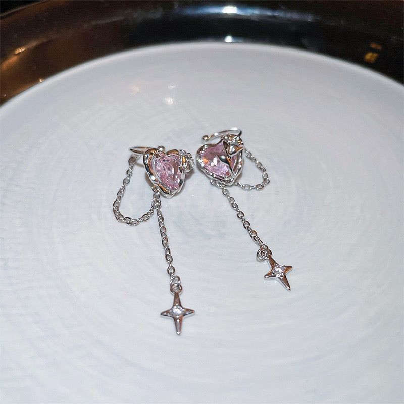 Pendientes irregulares con forma de Pin para mujer, aretes de amor de circonia, de joyas de asimétrico de cien Metal, novedad de 2023: Deep Purple