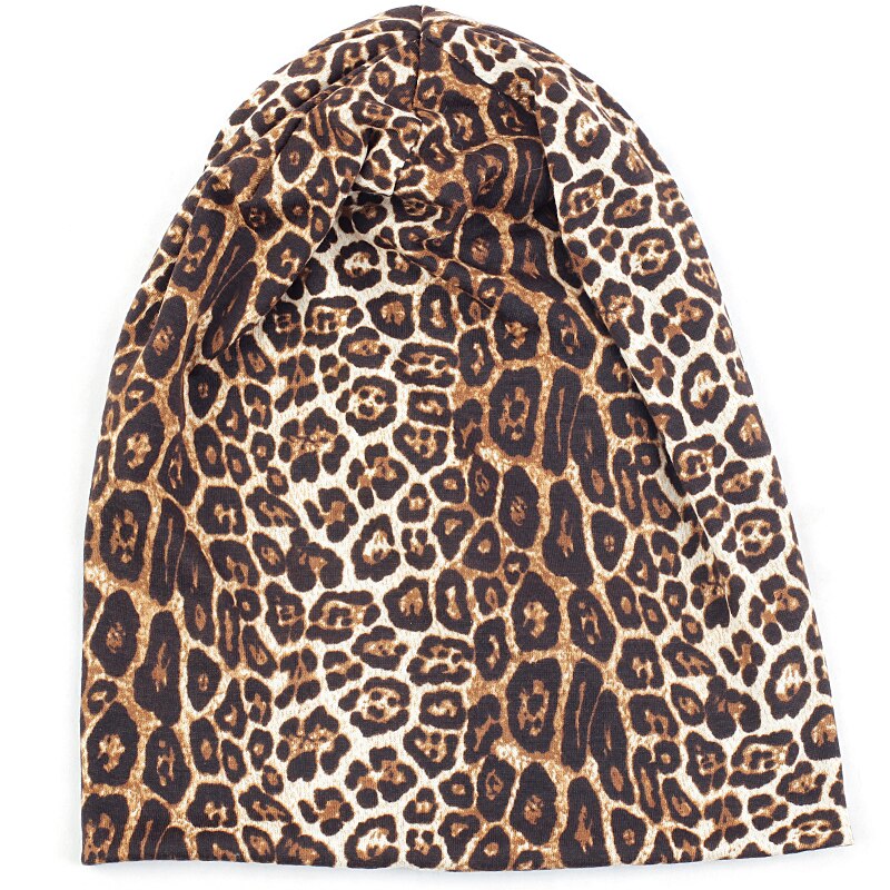 Geebro vinterhatte til kvinder mænd leopard blød bomuld polyester slouch huer hatte unisex hip hop hatte og kasketter: Leopard