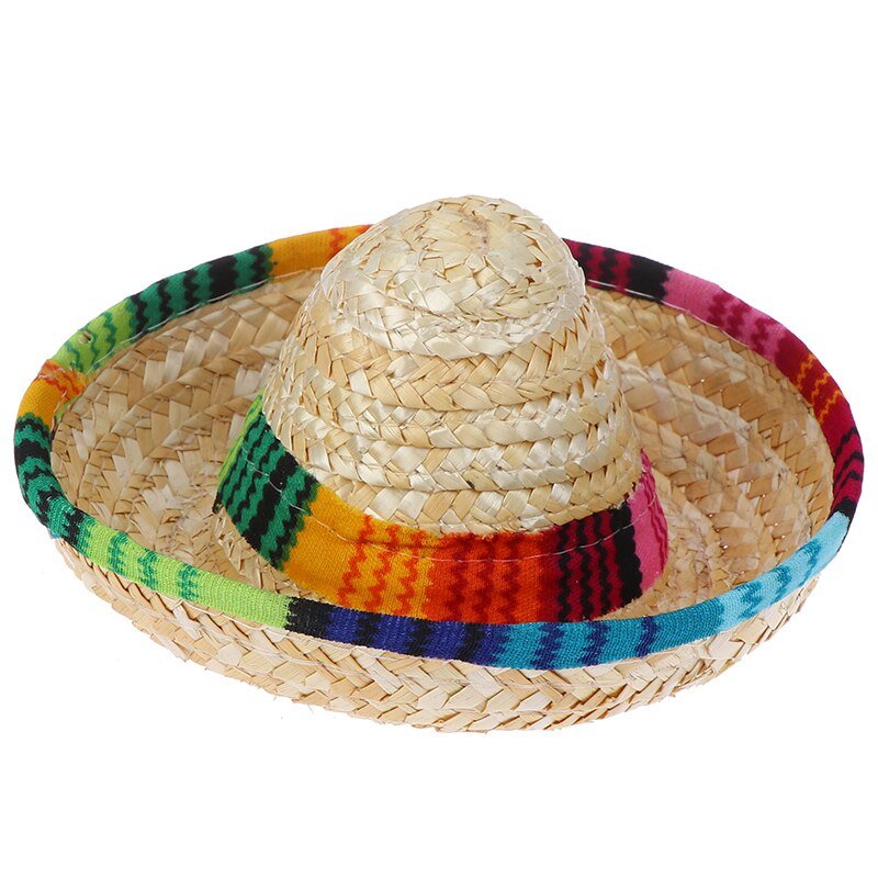 Mini Pet Dogs Straw Hat Sombrero Cat Sun Hat Beach Party Straw Hats Dogs Hawaii Style Hat For Dogs Funny Accessories: as picture