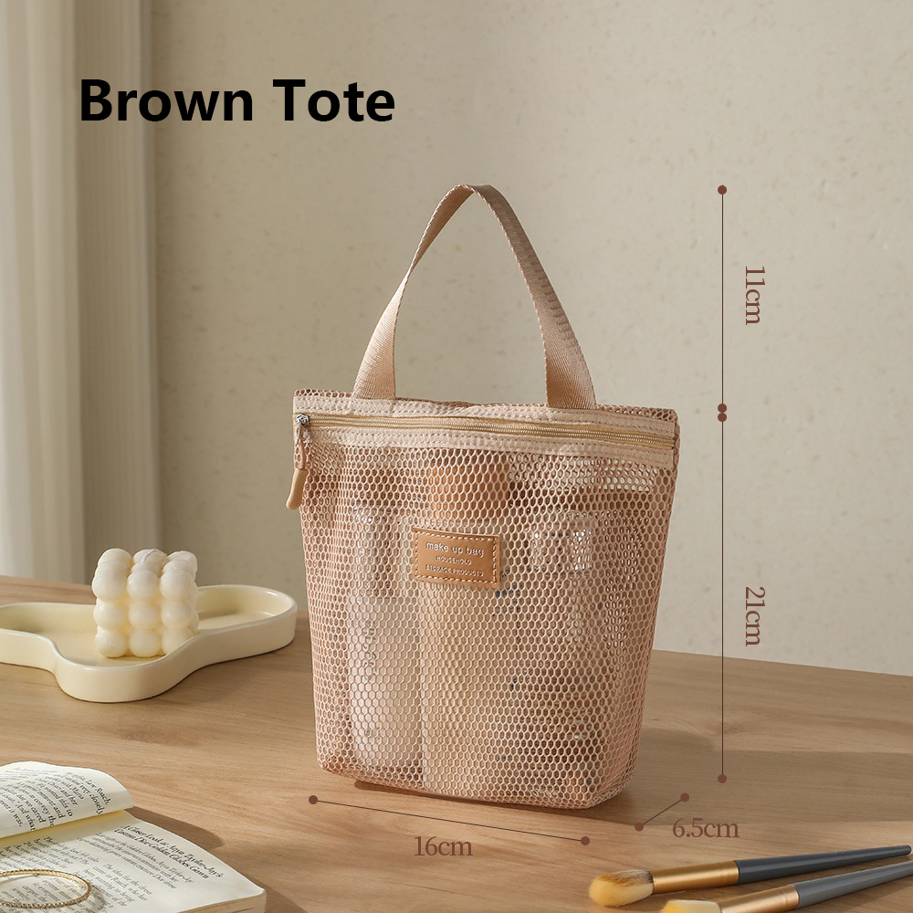 Mesh Clear Makeup Storage Small Bag Pillow Lipsticks Cosmetic Washbag Pouch Large Capacity Mini Women Organizer Bag Clutch Bag: GRAY