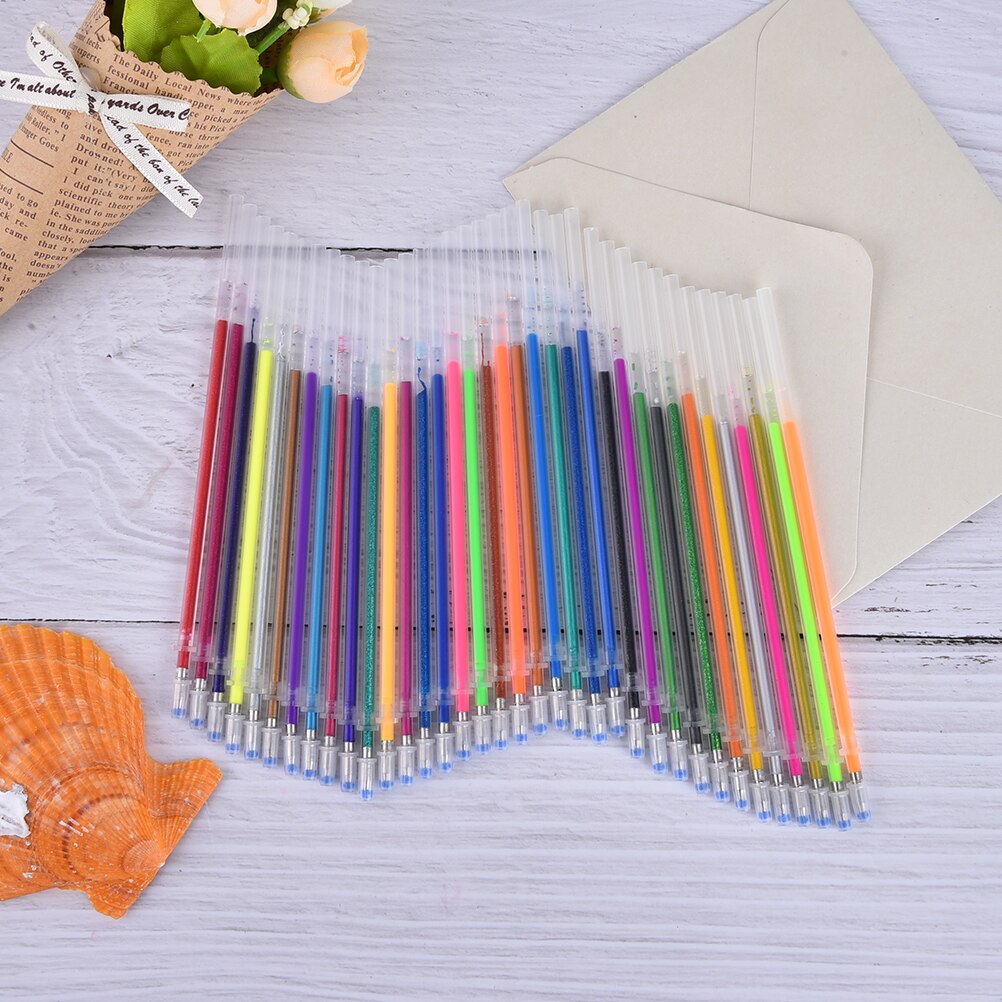 36Pcs 36Colors A SET Flash Gel Pen Highlighter Refill Color Full Shinning Refills Painting Pen Refills School Student