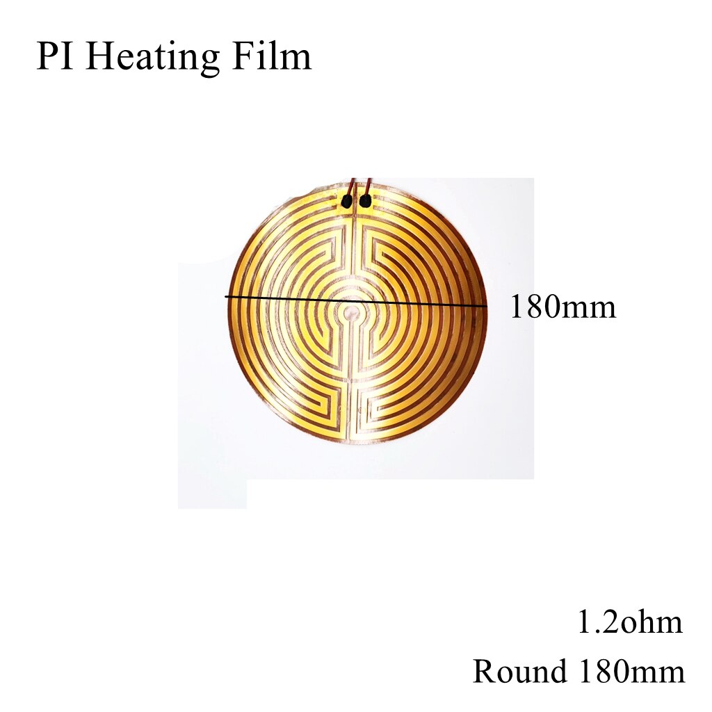 Film chauffant électrique rond, 25mm 5V 12V 24V 110V 220V PI, Film adhésif Polyimide, plaque chauffante électrique, tapis de panneau, feuille de carburant, huile moteur réservoir: Round 180mm