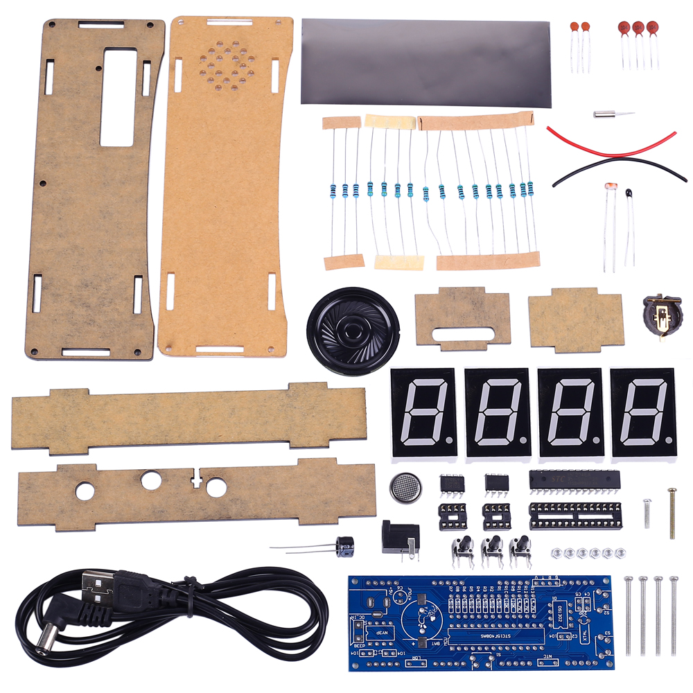 Voice Digital Electronic Clock DIY Kit DC 5V Temperature Alarm 12/24H Time Date Home Clock