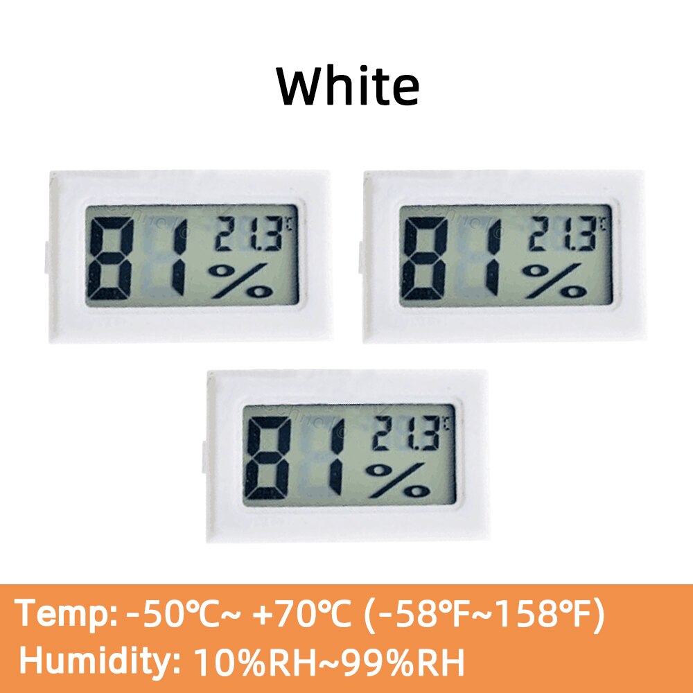 Temea-Mini Termómetro Digital, higrómetro con sonda para interiores, Sensor de temperatura pequeño, medidor de humedad, pantalla LCD, 2/3 piezas: FY-11 x 3 White