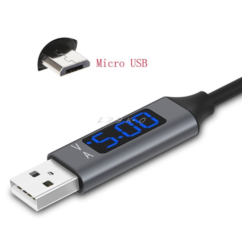 Qc 3.0 Micro Usb/Type C Snel Opladen Data Sync Kabel Met Spanning Stroom Led Display L29K