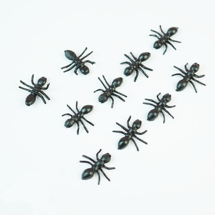 50Pcs/Lot Halloween Plastic Black Ants Joking Toys Decoration Realistic Levert: Default Title