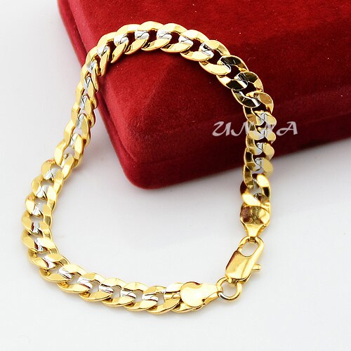 7Mm Mode Mannen Vrouwen Cut Kettingen Wit Geel Goud Kleur Curb Set Sieraden Armbanden Ketting Set