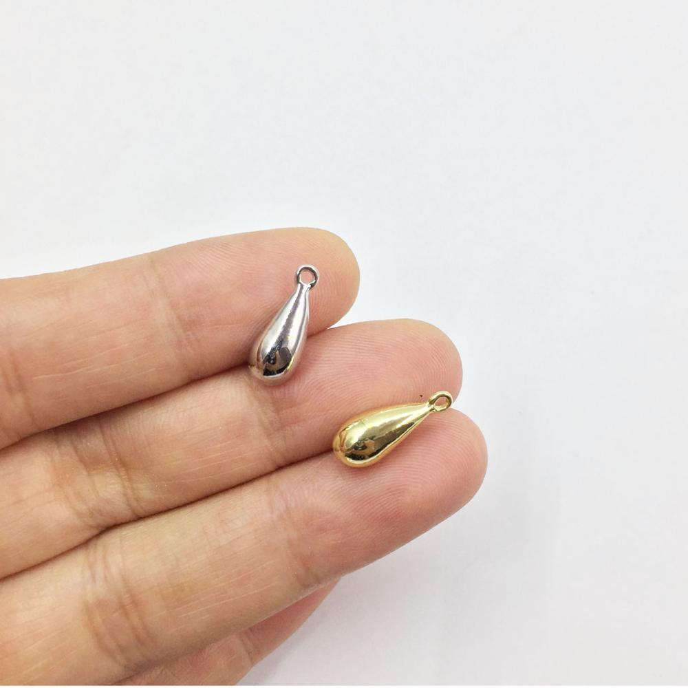 Eruifa 20pcs 12*6mm High Polish Tear gold/Silver plated Zinc alloy Charms Pendant Jewelry DIY Necklace 2 colors