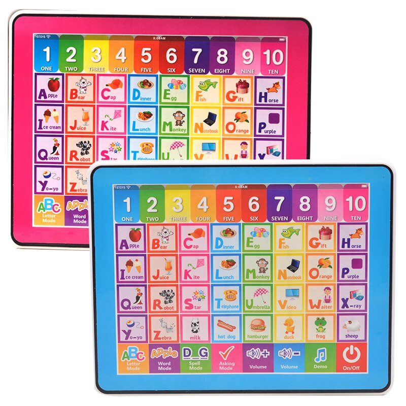 Engelsk abc computer pædagogisk legetøj til børn, ypad læremaskine børn tablet med 10 tal og 26 alfabet lære